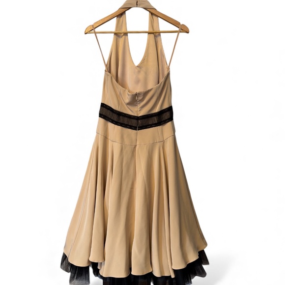 Fouy Chov Beige Halter Neck Cocktail Dress - Size 12 - Picture 4 of 10